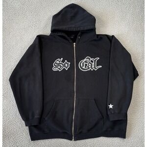Vintage No Fear So Cal Hoodie Mens XL Full Zip Streetwear Grunge Y2K Embroidered